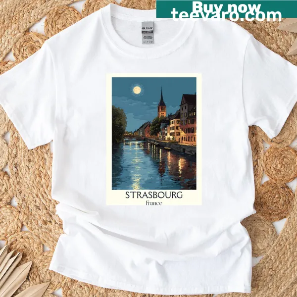 Vintage Strasbourg River City poster graphic T-shirt