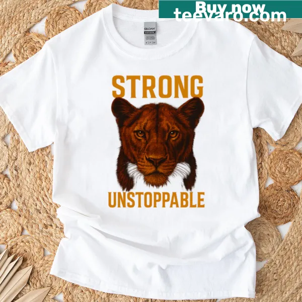 Illustration of a lioness with empowering text for women on a tee