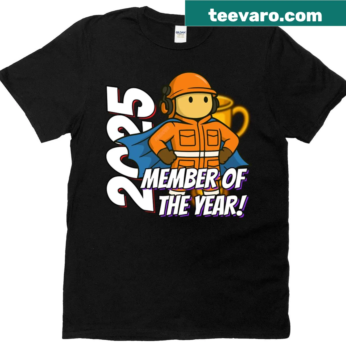 Team Orange Member Of The Year t-shirt with bold typography — on a men's t-shirt