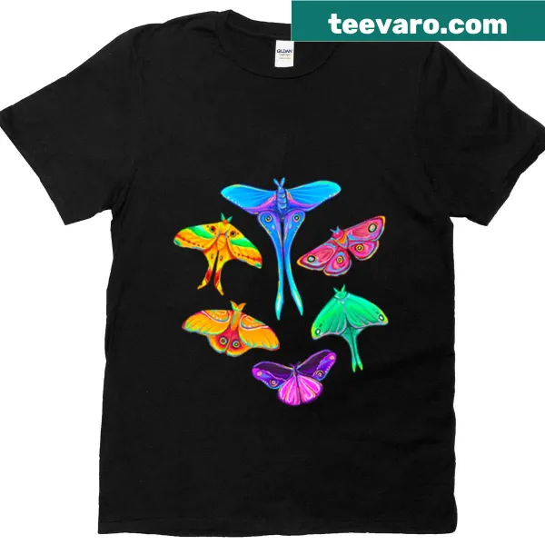 Nature-themed T-shirt featuring playful illustrations of tropical butterflies.