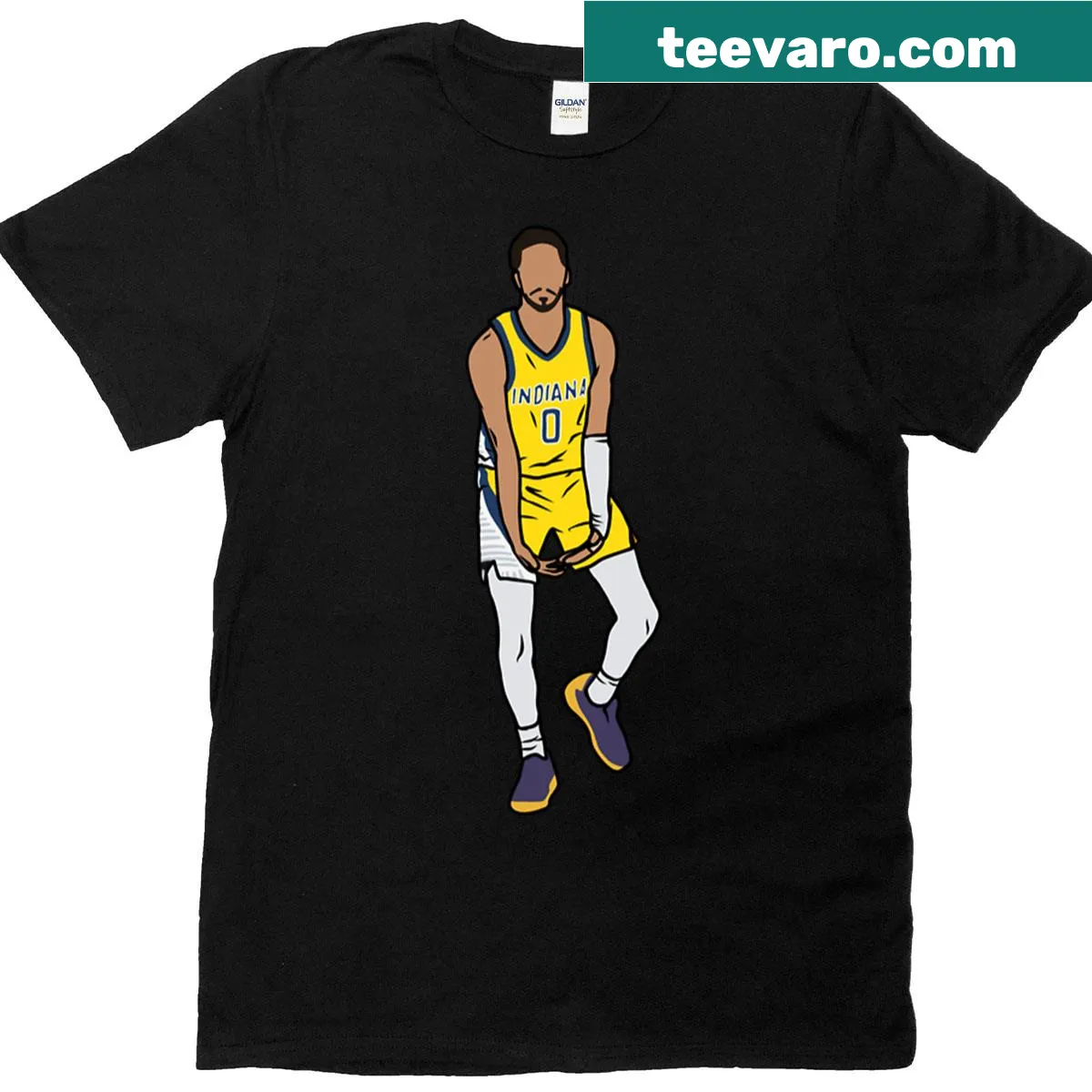 Illustration of Tyrese Haliburton's celebration on a T-shirt — on a men's t-shirt