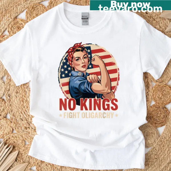 Vintage t-shirt with American flag and anti-oligarchy message