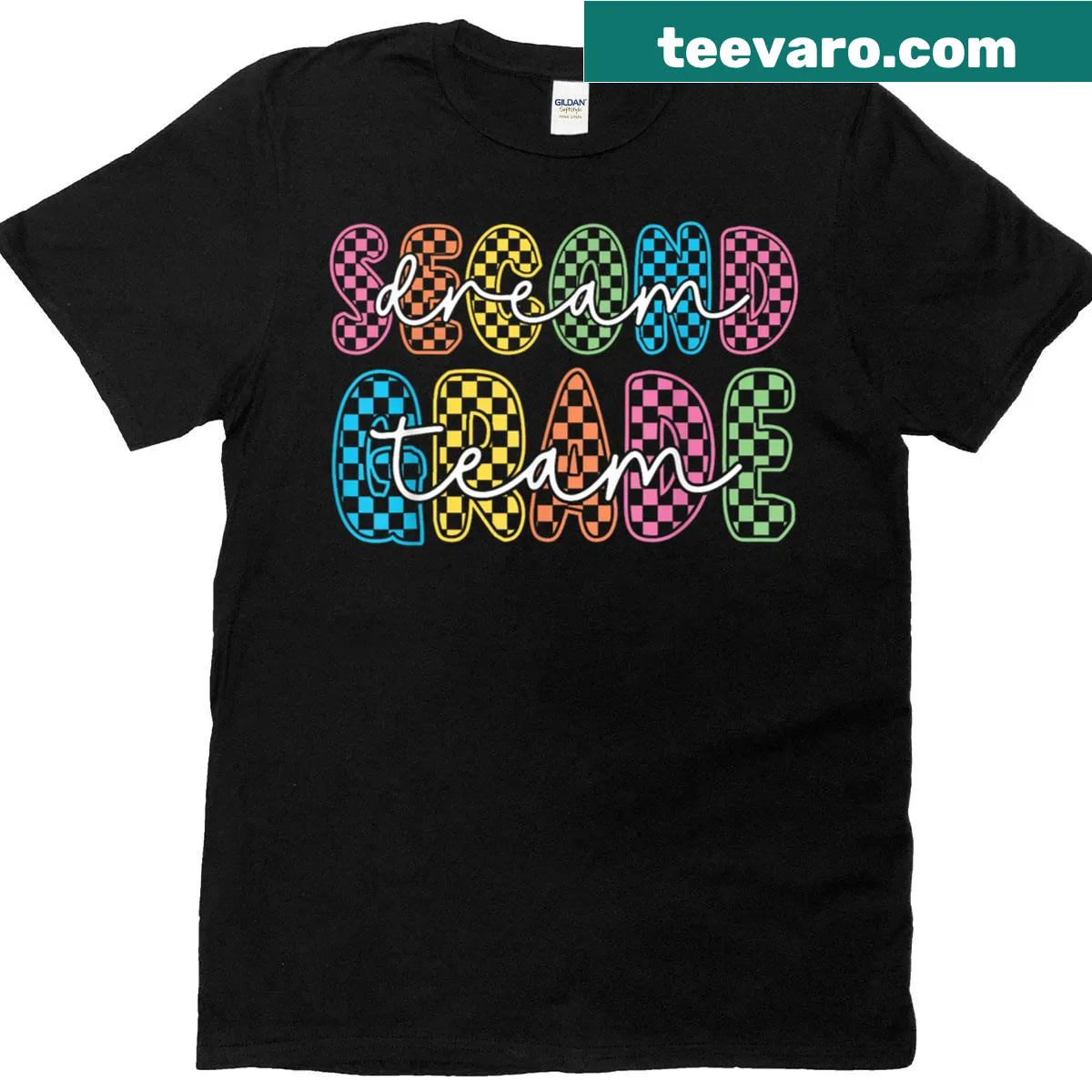 Text design: 2nd Second Grade Dream Team — on a men's t-shirt