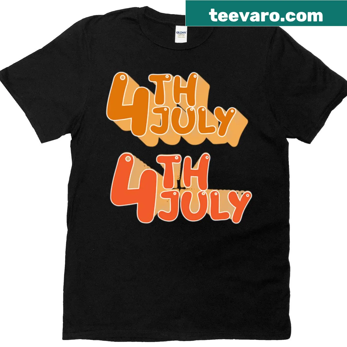 T-shirt celebrating the 4th of July with festive text — on a men's t-shirt