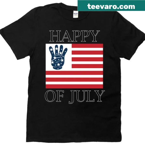 Happy 4th of July T-shirt with bold typography.