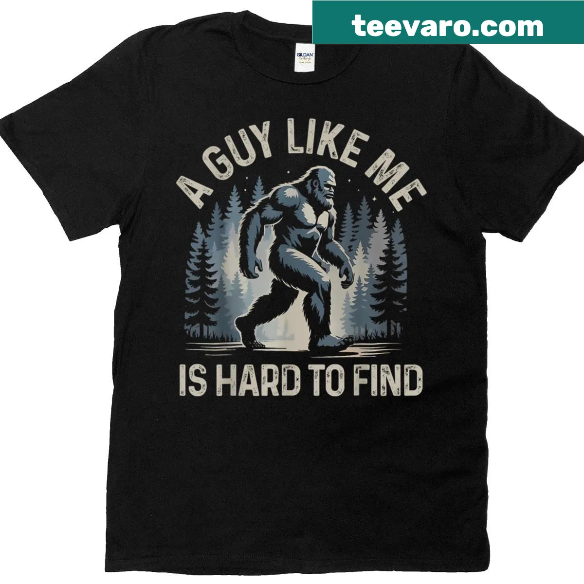 Funny T-shirt featuring Bigfoot and humorous text — on a men's t-shirt