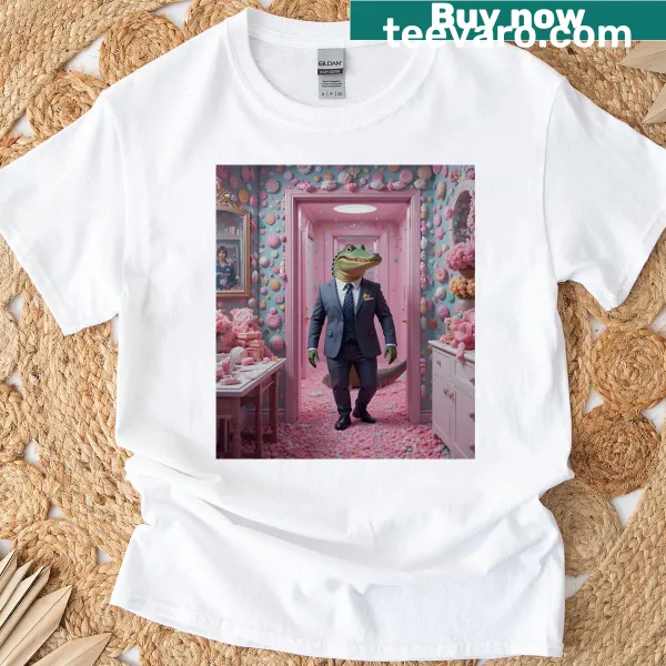 Funny alligator in a suit t-shirt with surreal design