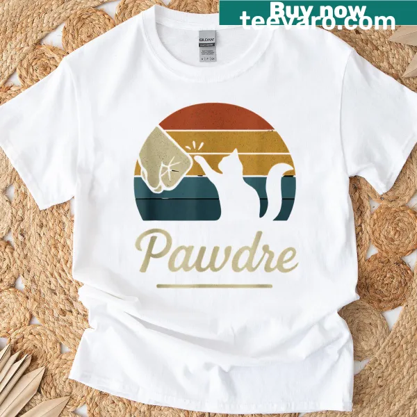 T-shirt for cat dads with fist bump graphic and paw print