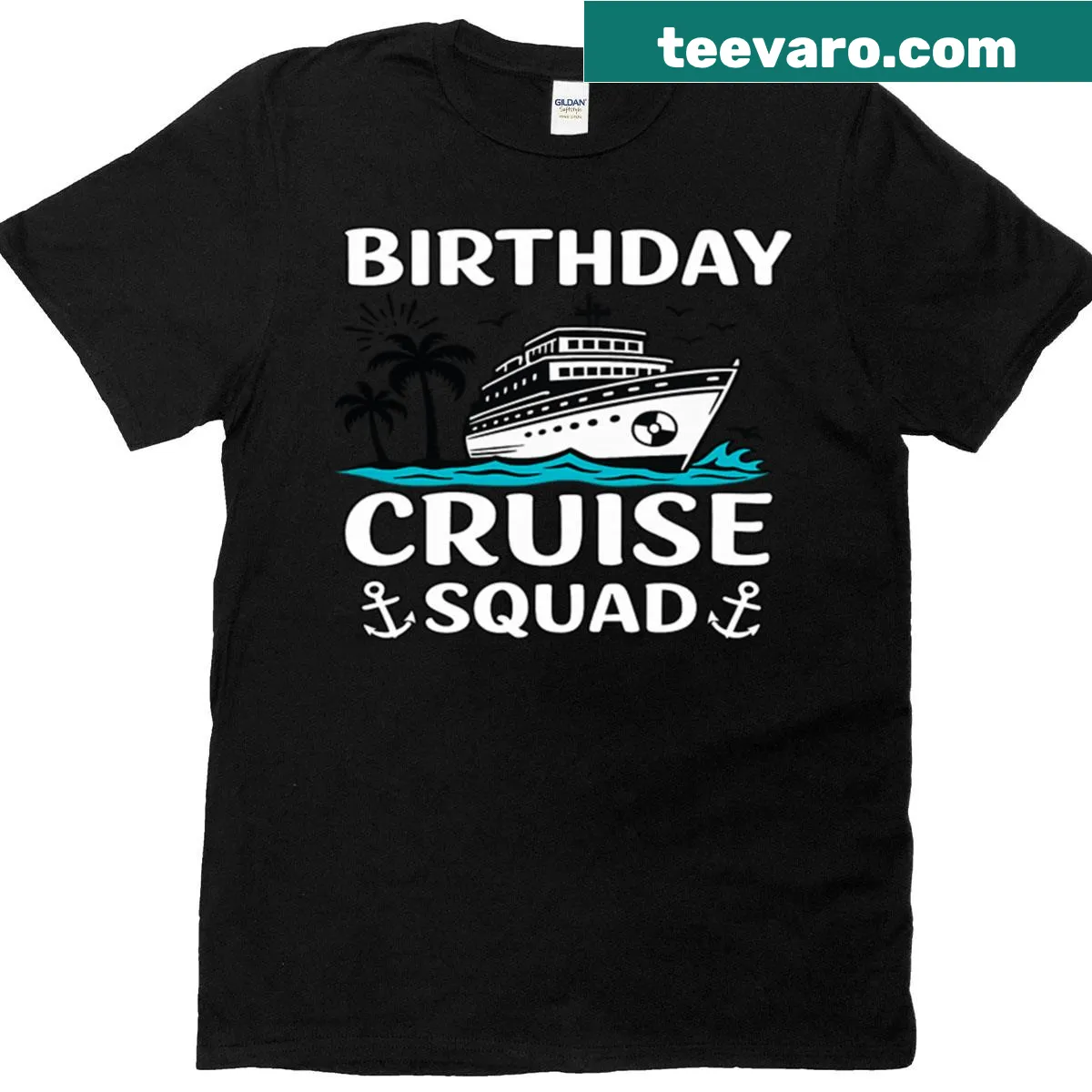 Oversized birthday party shirt with 'Birthday Cruise Squad' design — on a men's t-shirt