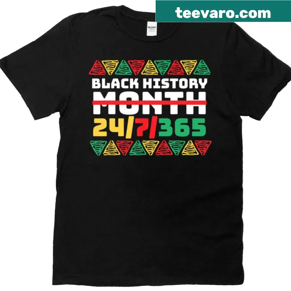 T-shirt promoting Black History Month 24/7 and Juneteenth