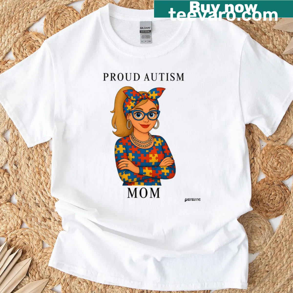 Proud Autism Mom t-shirt with bold typography — on a men's t-shirt