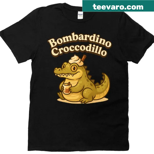 Humorous oversized T-shirt with 'Bombardino Croccodillo Dessert Beast Of Italy' text
