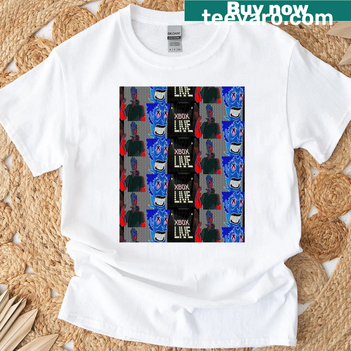 Graphic T-shirt celebrating live music events — on a men's t-shirt