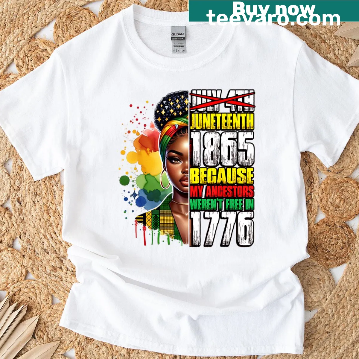 T-shirt celebrating Juneteenth with empowering text — on a men's t-shirt