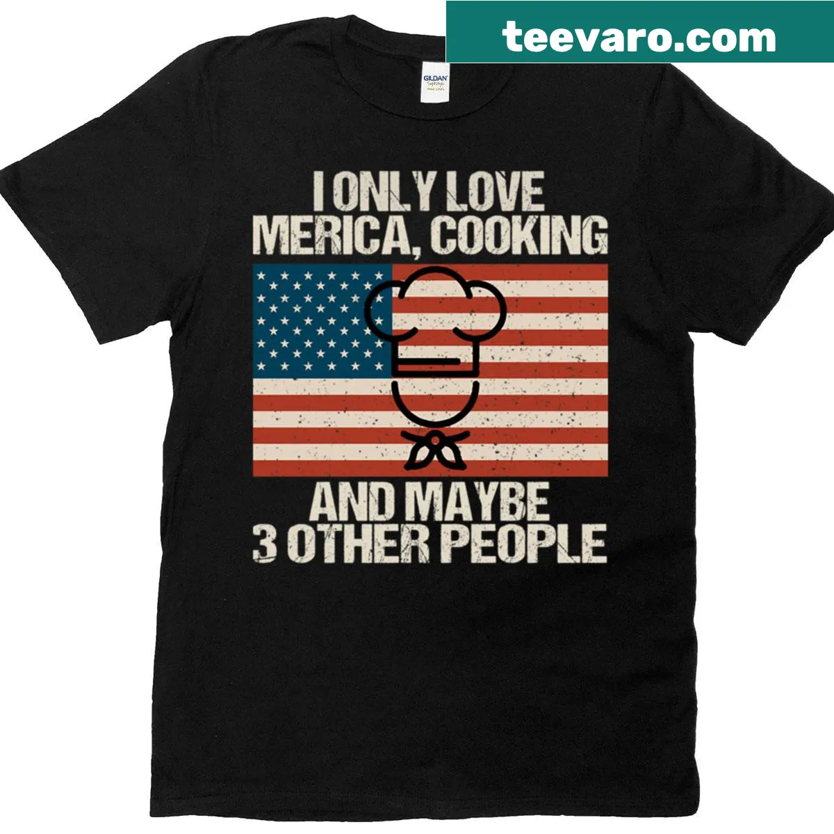 Funny 4th of July T-shirt for chefs with humorous cooking slogan. — on a men's t-shirt