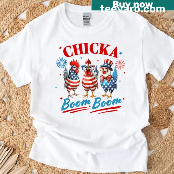 Patriotic cartoon chicken for Fourth of July T-shirt