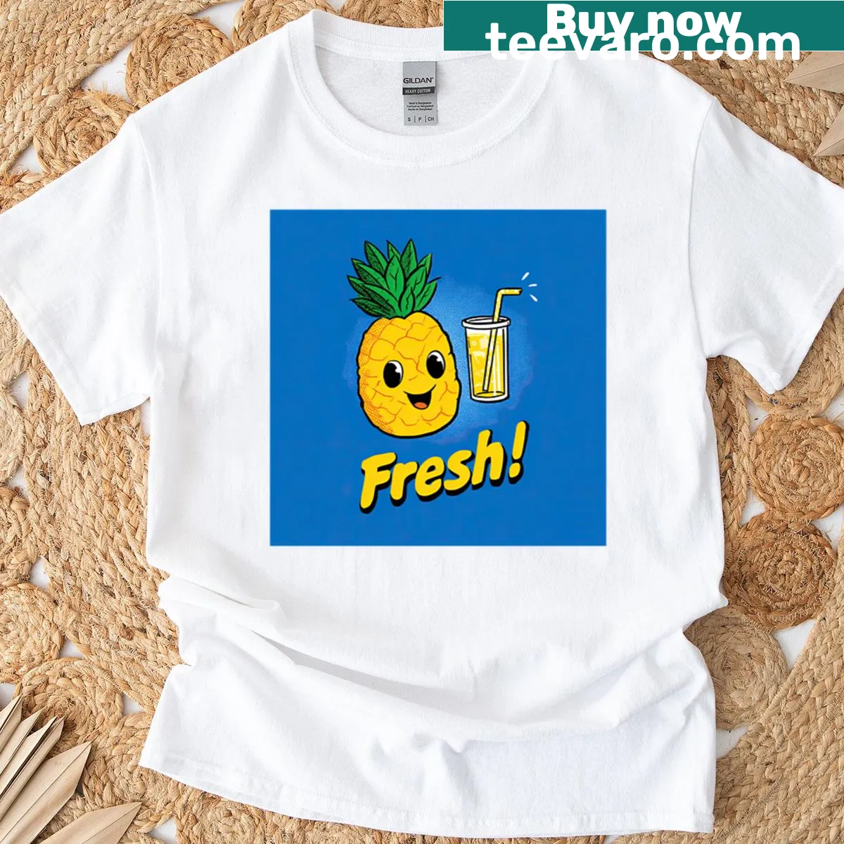 Comic panel featuring tropical punch drinks on a T-shirt — on a men's t-shirt