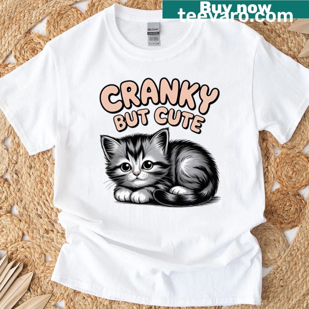 Illustration of a grumpy cat on a T-shirt — on a men's t-shirt