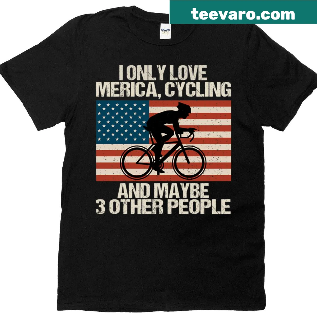 Funny vintage-style cycling T-shirt for Fourth of July — on a men's t-shirt