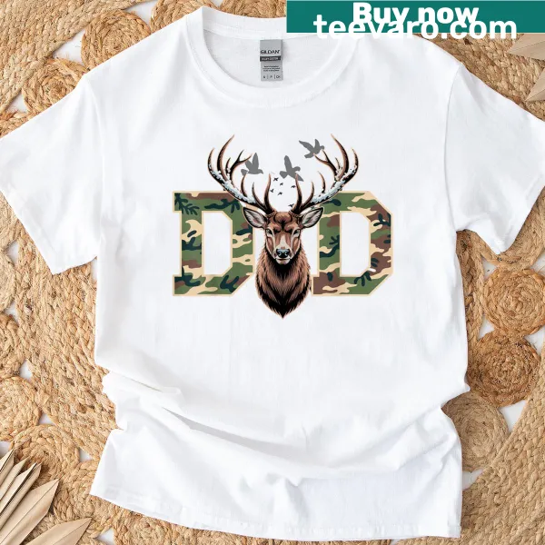 Camo Dad Costume t-shirt with playful hunting-themed graphics
