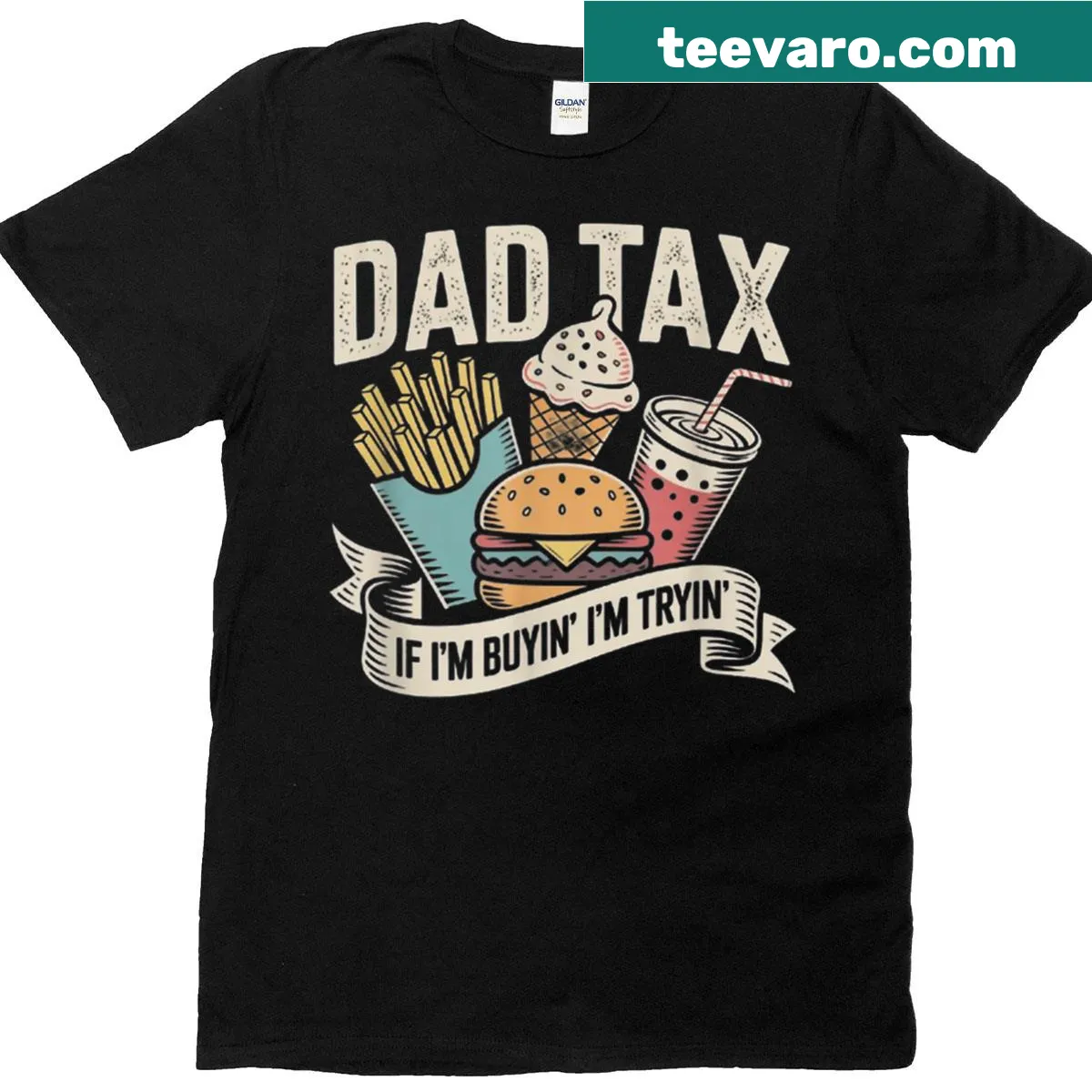 Funny quote on a t-shirt about dad tax for Father's Day. — on a men's t-shirt