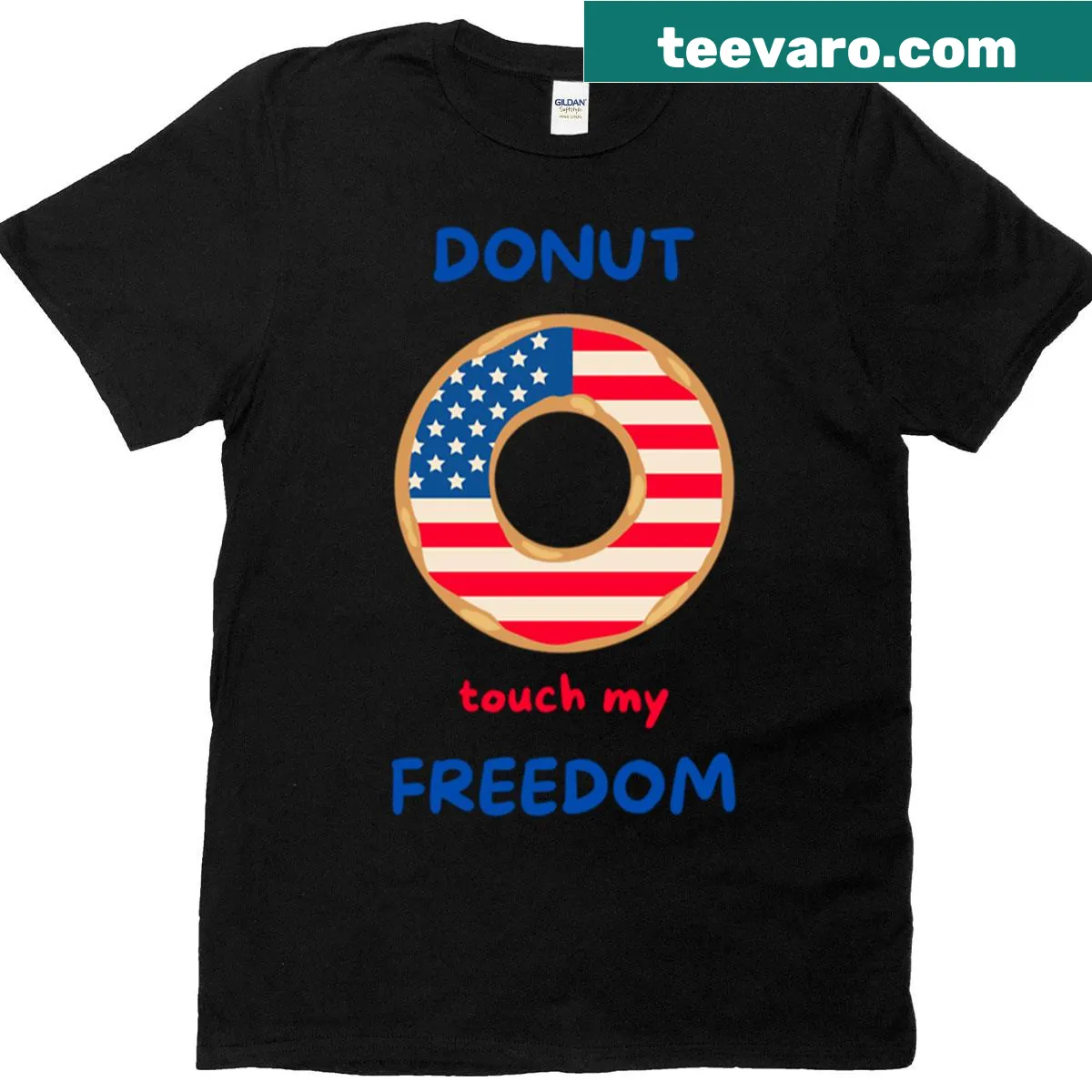 T-shirt with playful donut graphic and humorous text for freedom — on a men's t-shirt