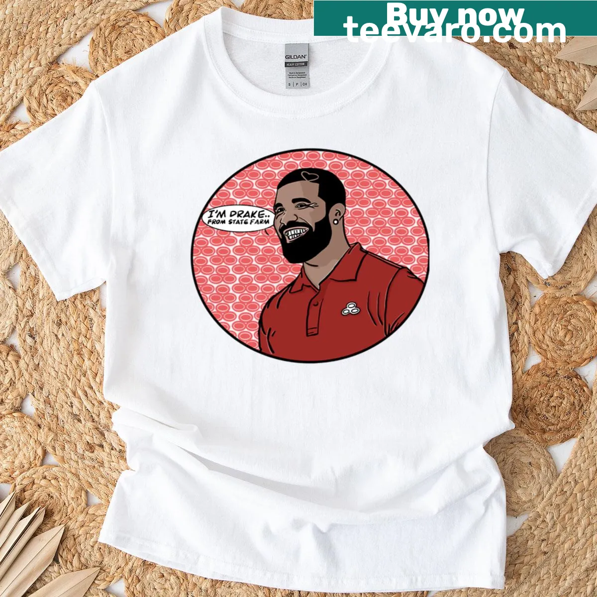Humorous Drake From State Farm T-shirt featuring a playful graphic — on a men's t-shirt