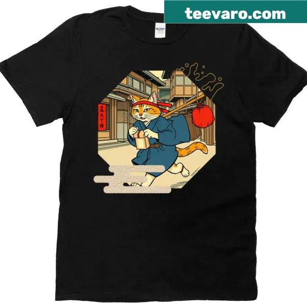 Playful cartoon cat design representing swiftness on a t-shirt