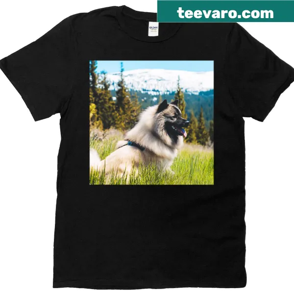Illustration of a Eurasier dog lying on grass on a t-shirt
