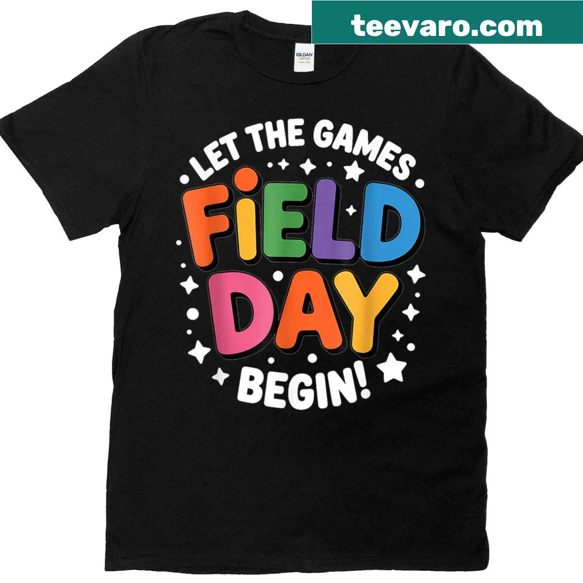 T-shirt with the phrase Let The Games Begin for field day — on a men's t-shirt