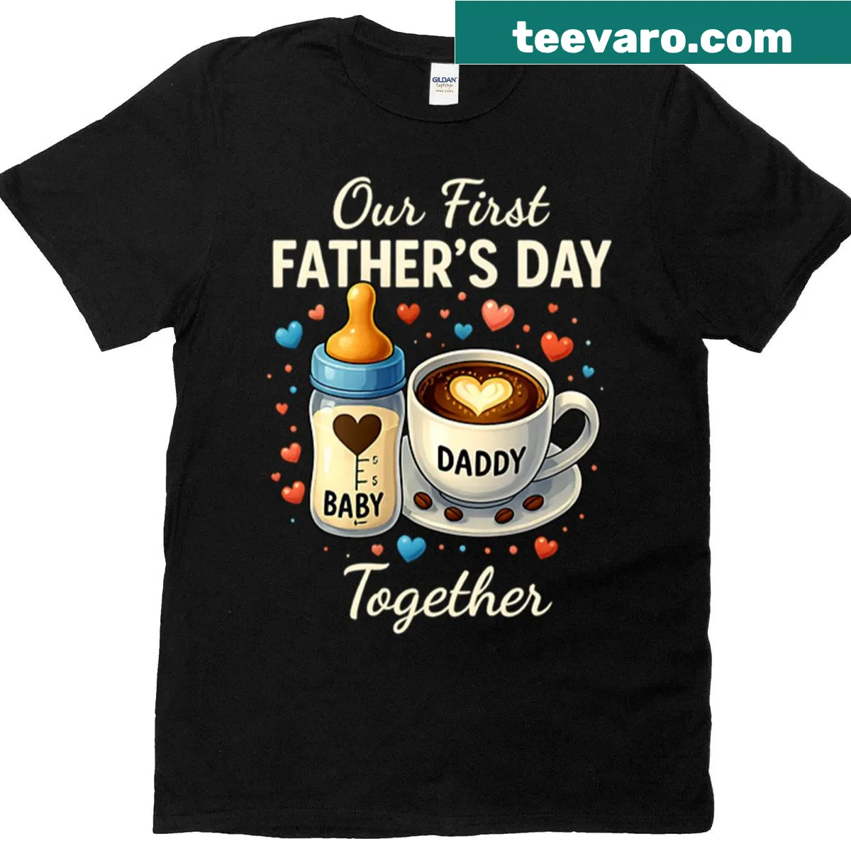 Oversized T-shirt for first Father's Day with sentimental lettering — on a men's t-shirt