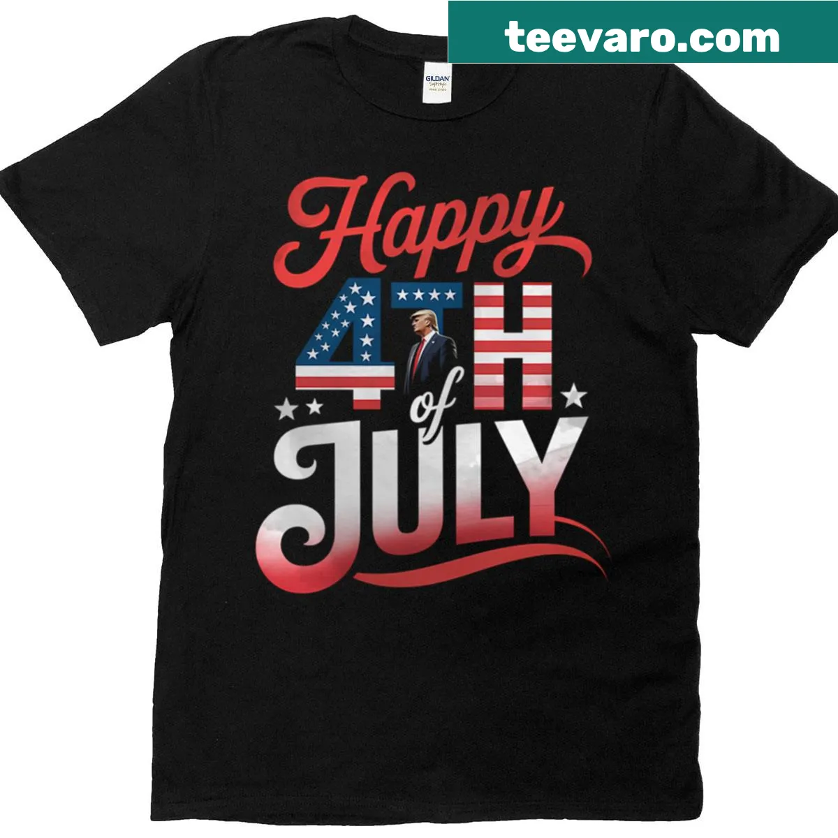 American flag and thank you text t-shirt for veterans — on a men's t-shirt
