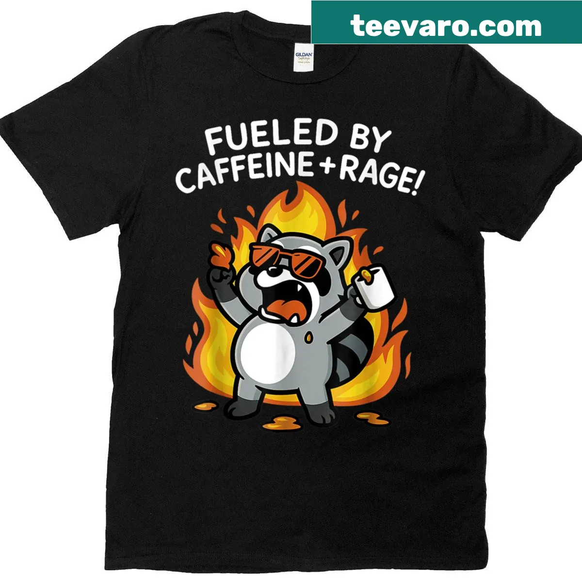 Funny caffeine-themed t-shirt with bold typography — on a men's t-shirt