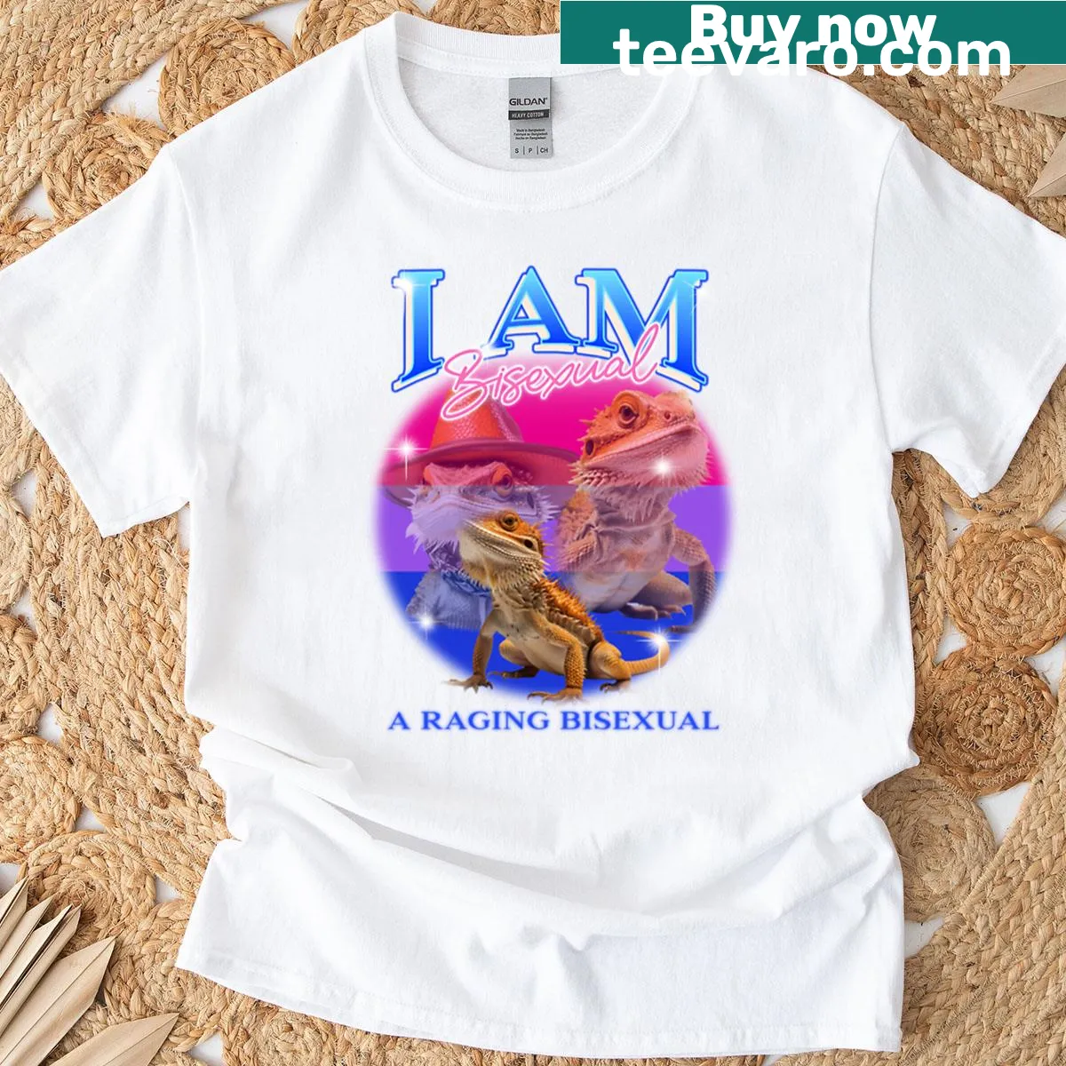Funny Bi Pride t-shirt with playful text celebrating bisexuality — on a men's t-shirt