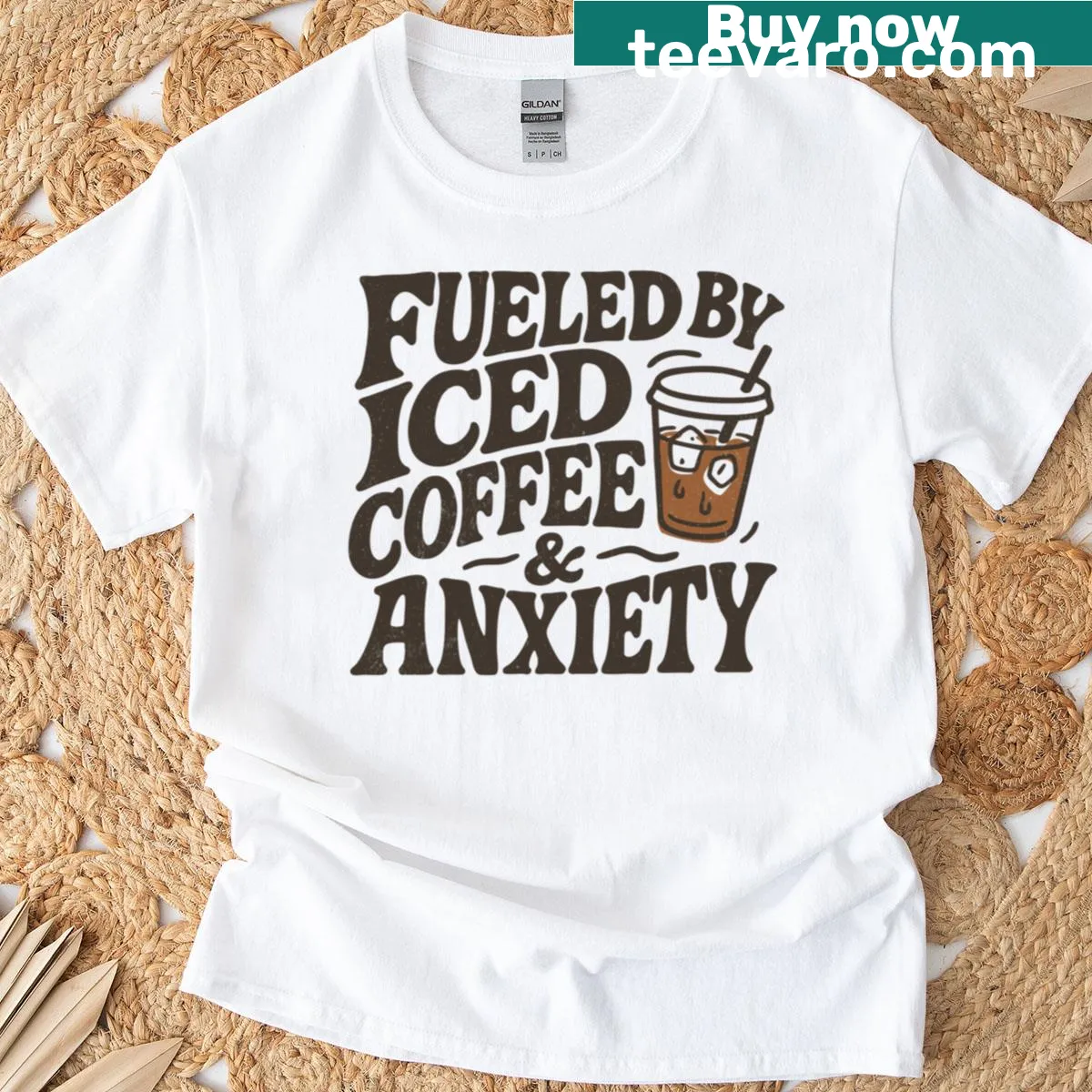 Oversized t-shirt with a funny coffee design for millennials — on a men's t-shirt