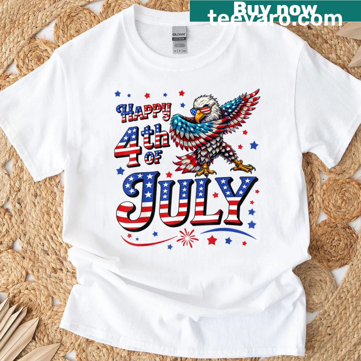 Patriotic T-shirt featuring an eagle with the American flag — on a men's t-shirt