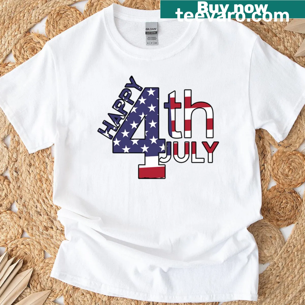 Simple Fourth of July T-shirt celebrating Independence Day — on a men's t-shirt
