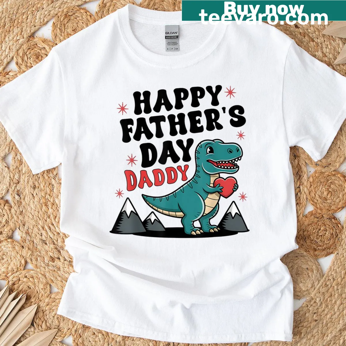 Cartoon dinosaur design for Father’s Day T-shirt — on a men's t-shirt