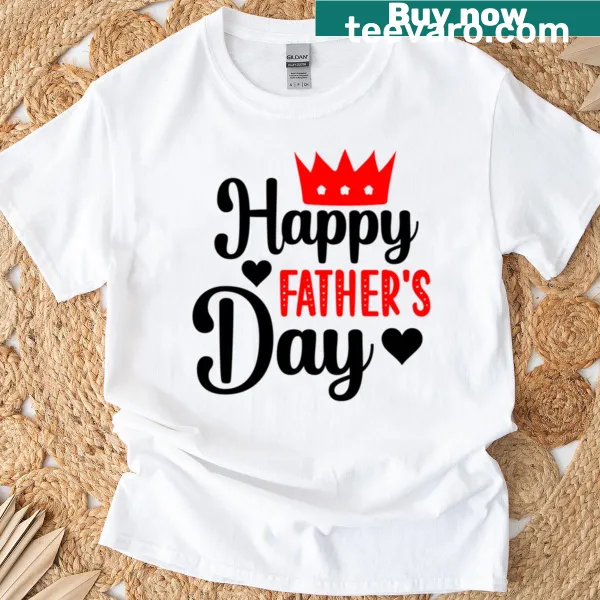 Fitted Happy Fathers Day T-shirt with text