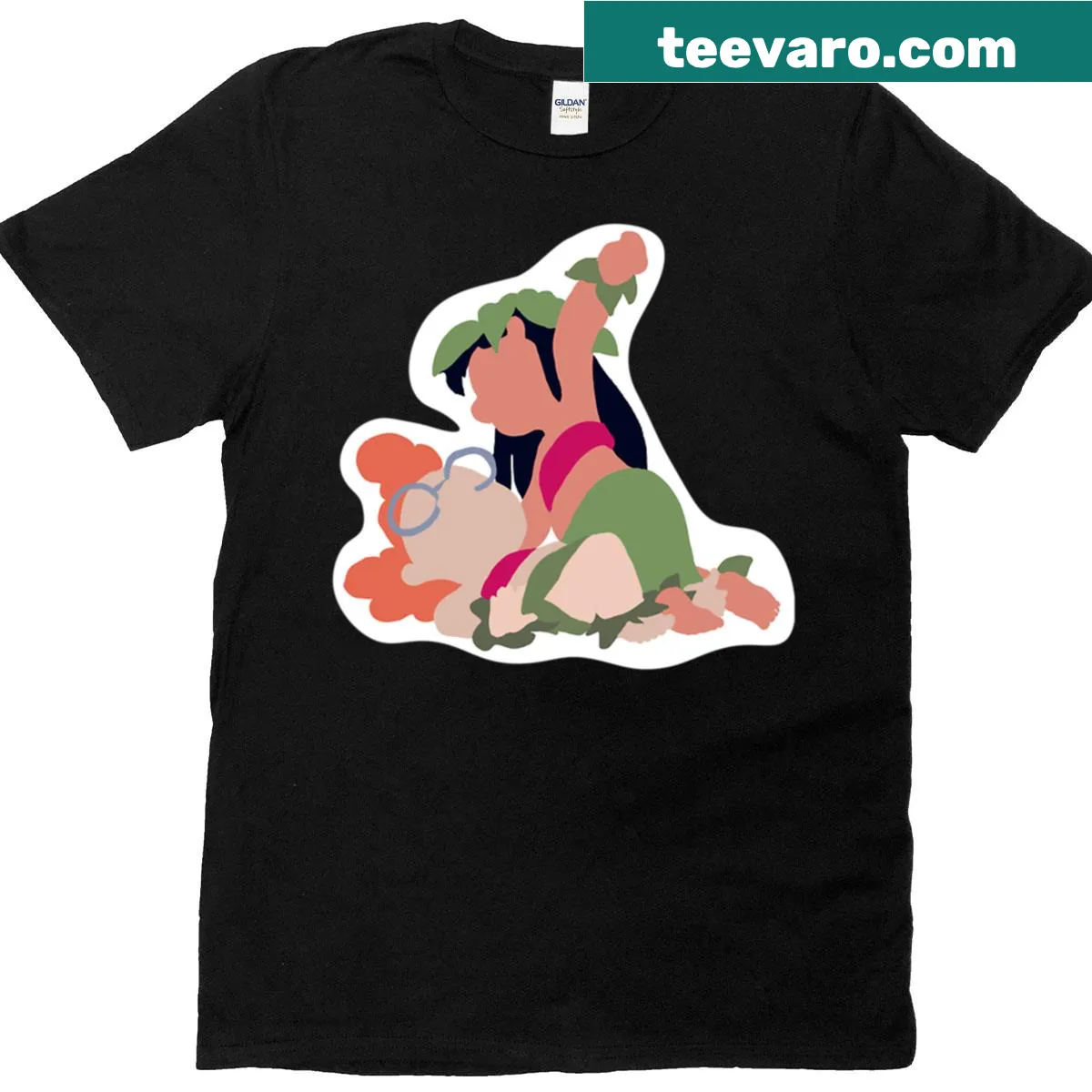 Lilo and Stitch inspired t-shirt with playful Hawaiian theme — on a men's t-shirt