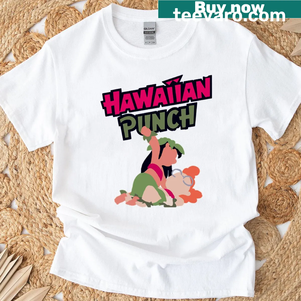 Lilo and Stitch graphic T-shirt featuring a playful scene — on a men's t-shirt
