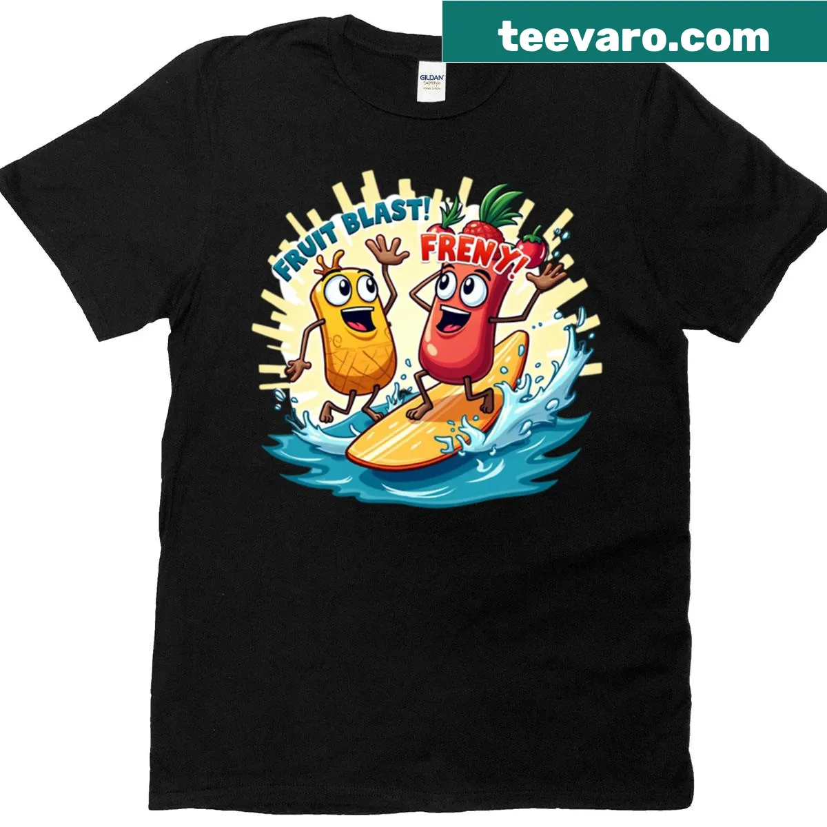 T-shirt with Hawaiian Punch and Lilo and Stitch theme illustration — on a men's t-shirt