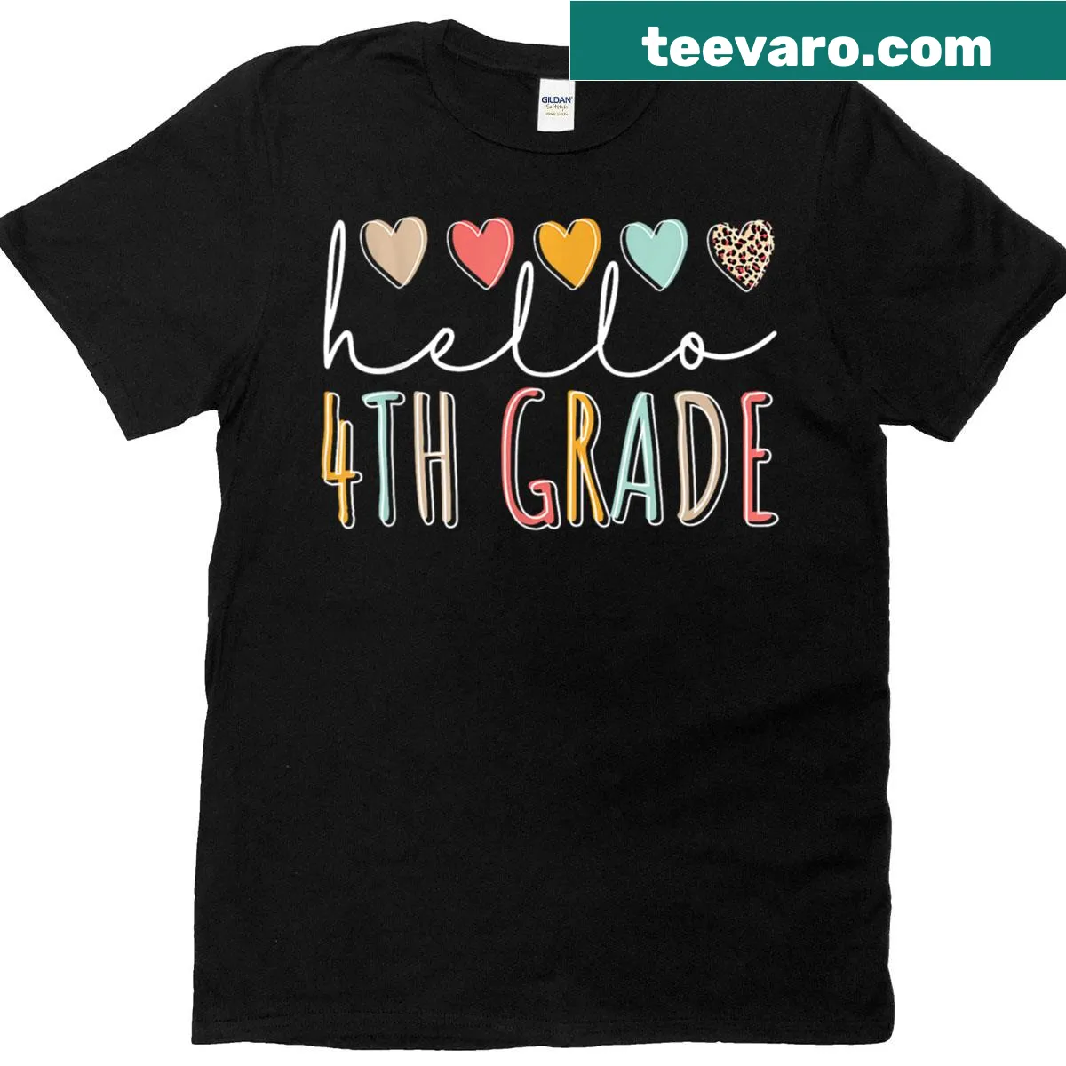 Heart design t-shirt celebrating fourth grade vibes for students — on a men's t-shirt