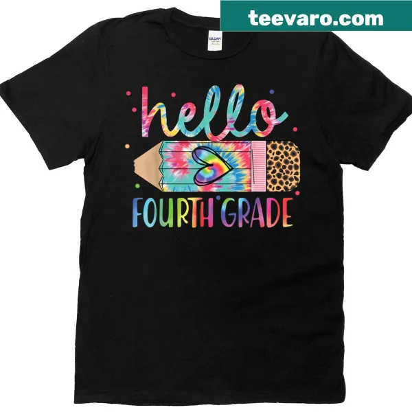 T-shirt with tie-dye design and pencil graphic for 4th graders