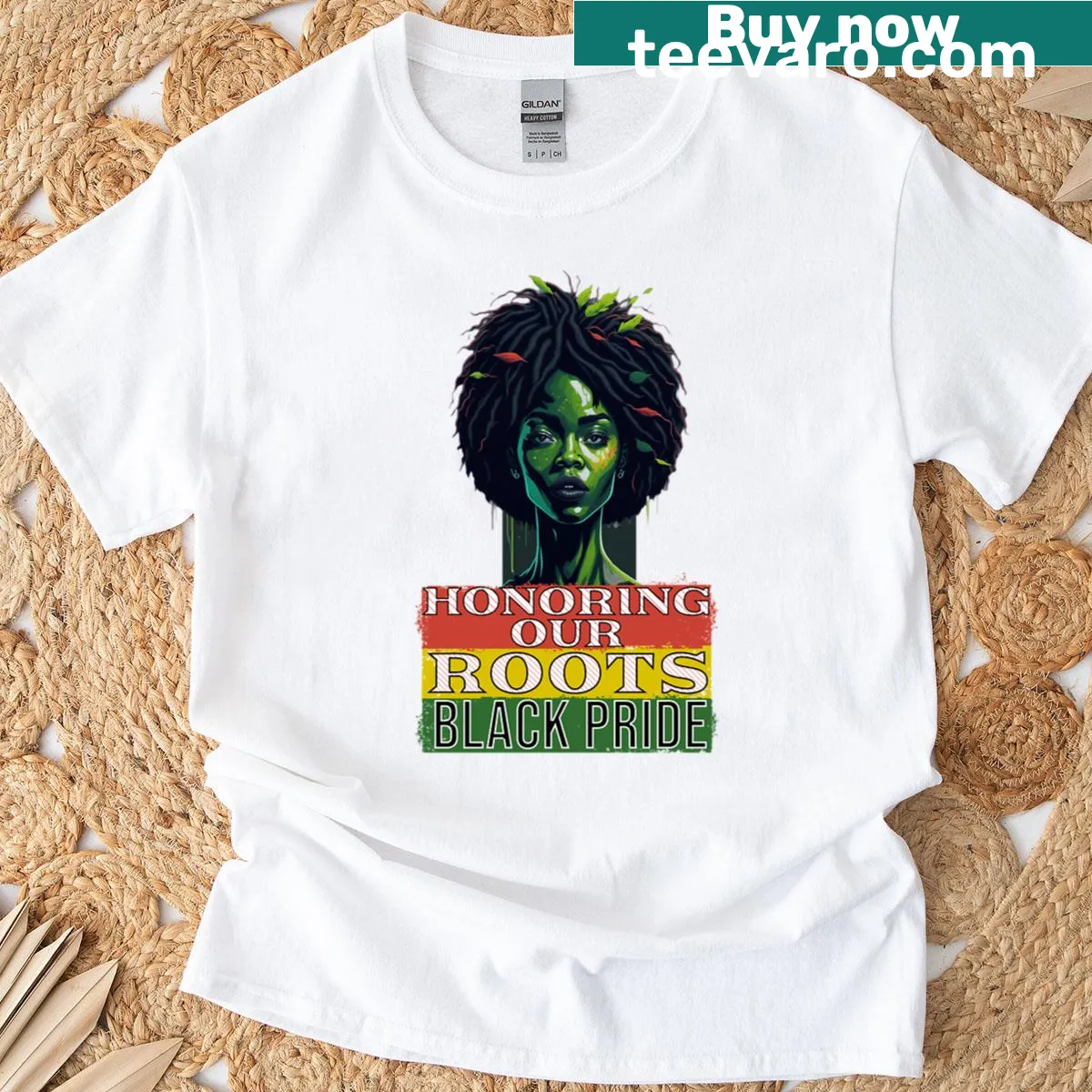 T-shirt with the text 'Honoring Our Roots' — on a men's t-shirt