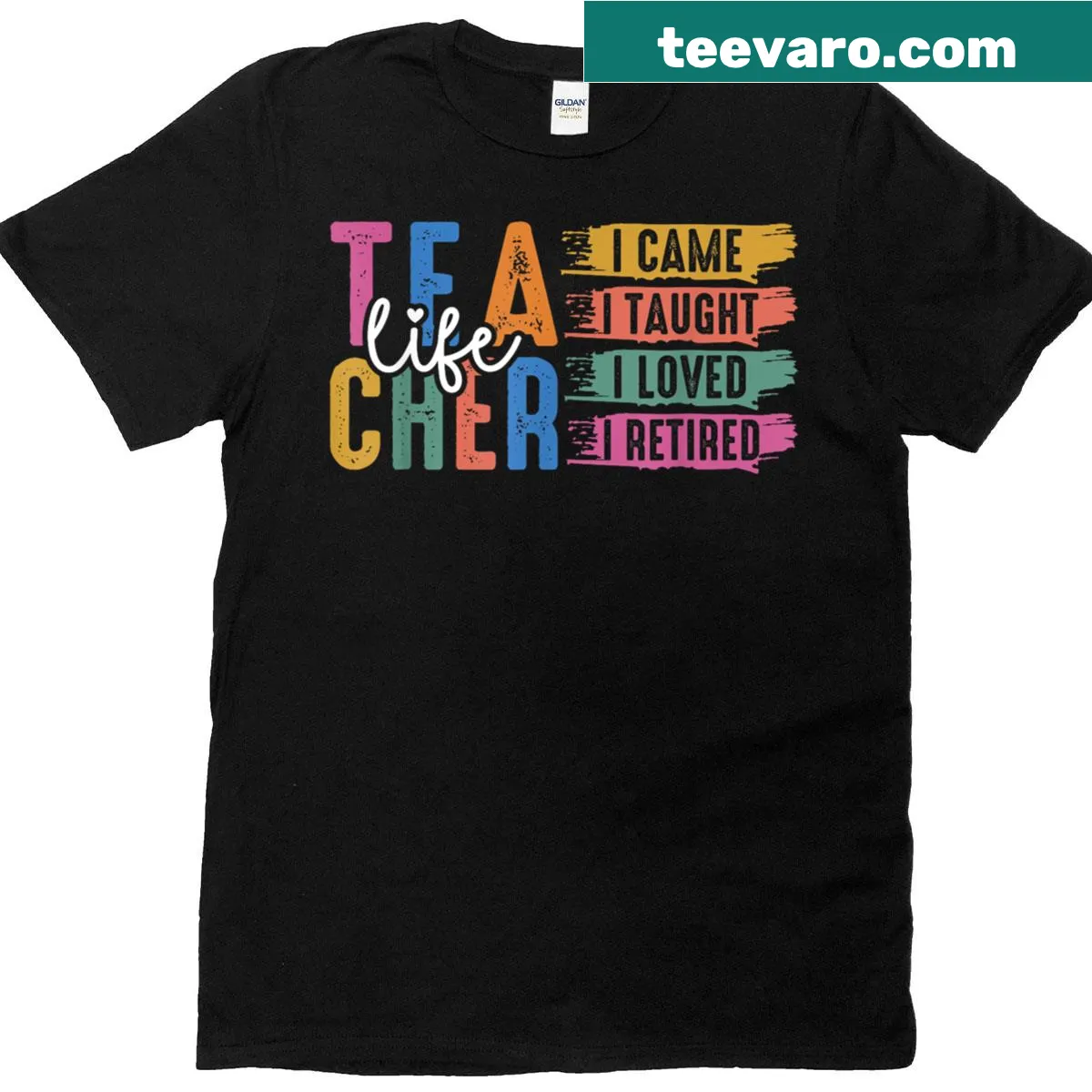 Floral T-shirt with 'I Came, I Taught, I Loved, I Retired' — on a men's t-shirt