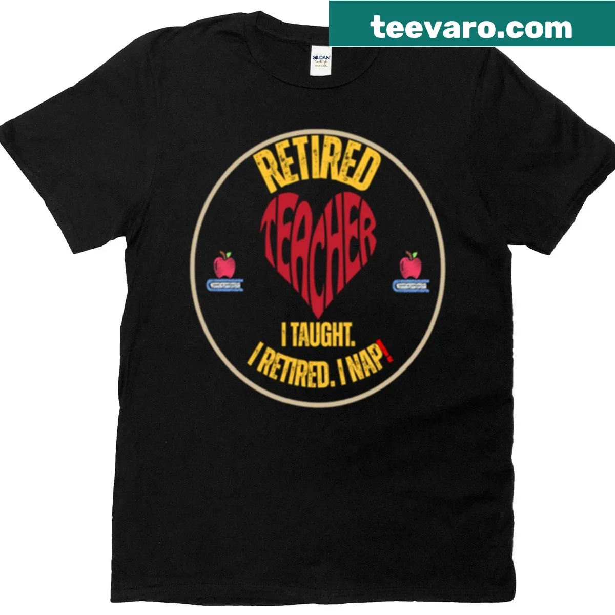 Funny retired teacher t-shirt with nap reference — on a men's t-shirt