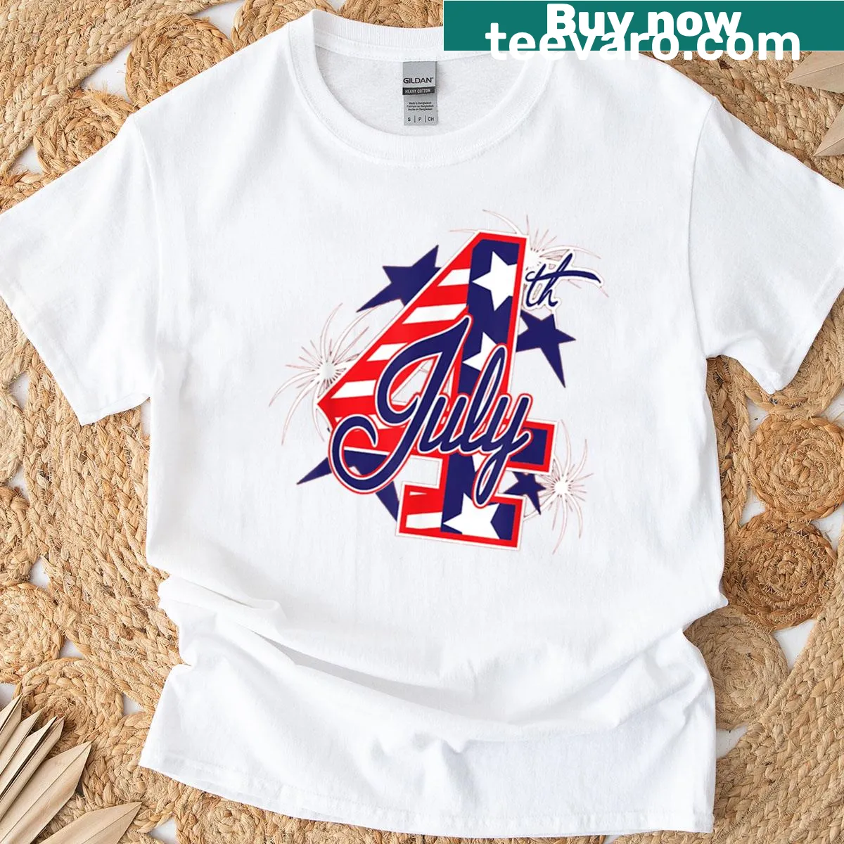 Abstract design T-shirt for July Fourth celebration — on a men's t-shirt