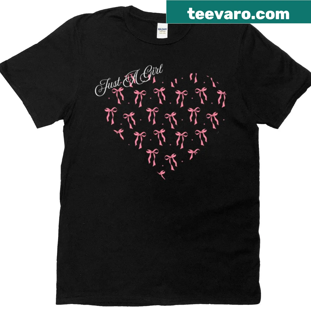 Cute T-shirt with heart and pink coquette bows design — on a men's t-shirt