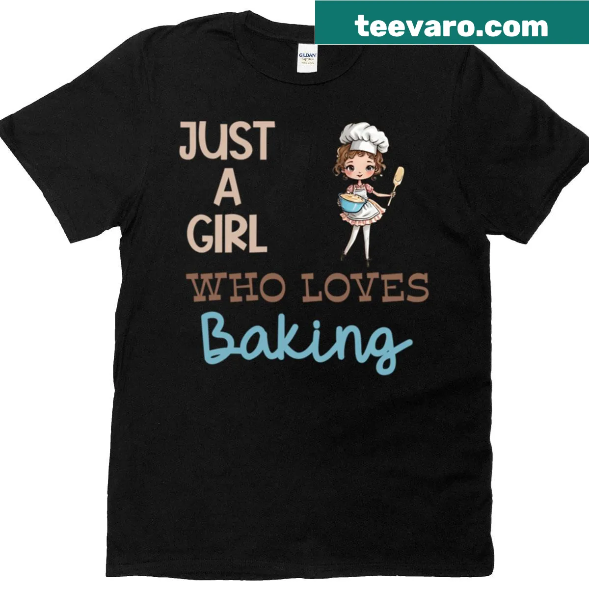 T-shirt with typography design for girls who love baking — on a men's t-shirt